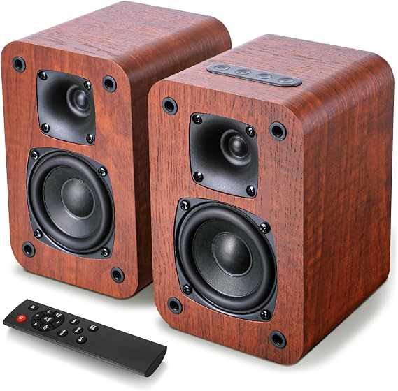 Saiyin Bluetooth Powered Bookshelf Speakers | 3" Woofer, 30W*2,Optical/Auxiliary /TV-ARC Inputs. Powered Speakers for Record Player,Turntable, PC, TV