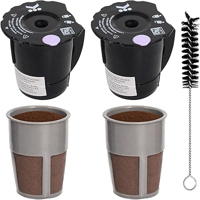 Reusable Coffee Filter Compatible with Keurigg 𝑲𝒆𝒖𝒓𝒊𝒈 My K Cup 2.0 K300 K250 K350 K375 K400 K450 Coffee Makers with Extra Filter Pod Cleaning Brush