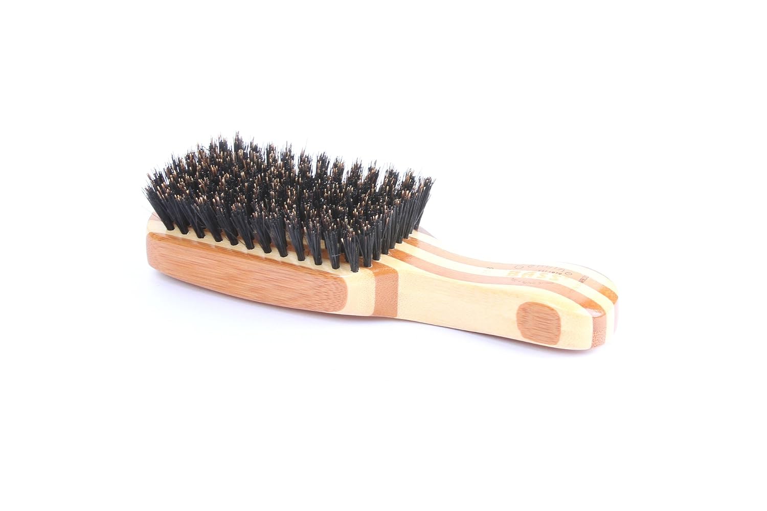 Bass Brushes | Groom & Condition Mens Hair Brush | Premium Natural Bristle FIRM | Pure Bamboo Handle | Classic Club Style | Striped Finish | Model 153 - SB