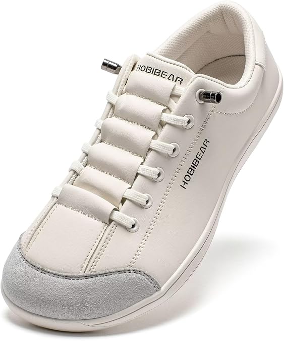 HOBIBEAR Leather Barefoot Shoes Lightweight Wide Toe Box Zero Drop Slip-on Shoes for Women