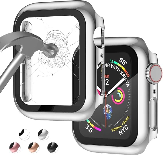 Case Compatible with Apple Watch 42MM Series 3/2/1/ with Built-in Tempered Glass Screen Protector, All-Around Ultra-Thin Bumper Full Cover Hard PC Protective Case for iWatch