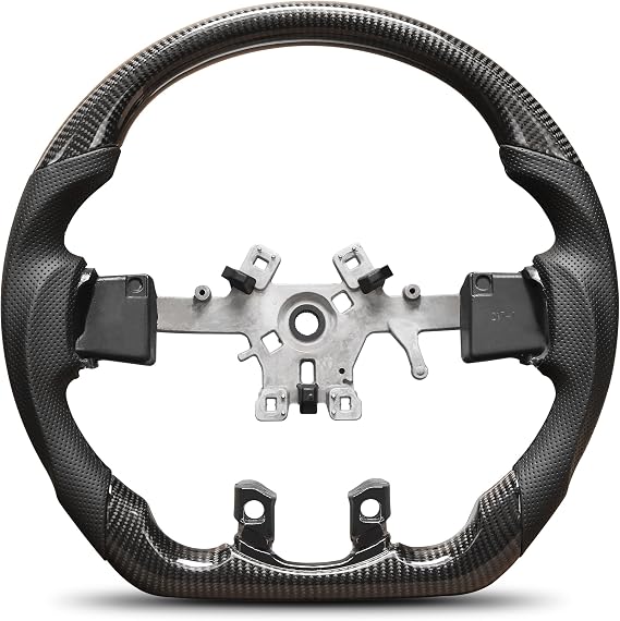 Carbon Fiber Steering Wheel for Ram 1500 2013-2018 & 1500 Classic 2019-2024, Flat Bottom Racing Steering Wheel with Nappa Leather Grip, Performance Upgrade (Non-Heated, No Paddle Shifter)