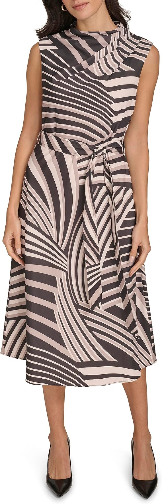 Calvin Klein Women's Sleeveless Mock Neck Fit & Flare Midi Dress