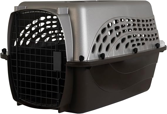 Petmate Dog Crate for Small Dogs and Cat Carrier, 24in, Pearl Tan | Two Door, Top and Front Loading Design Made of Durable Plastic, Made in USA, for Pets Up to 15 lbs