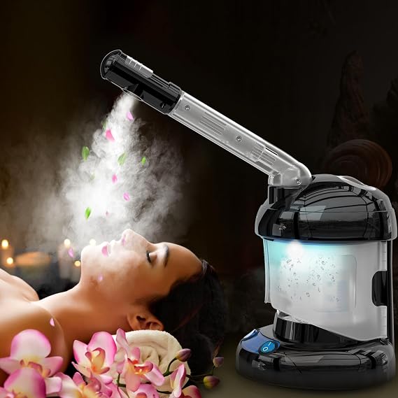 Nano Ionic Facial Steamer for Deep Cleansing & Home Spa | 400ML tank delivers 40 minutes of steam with extendable arm and 360 rotating nozzle for flexible home and salon skincare