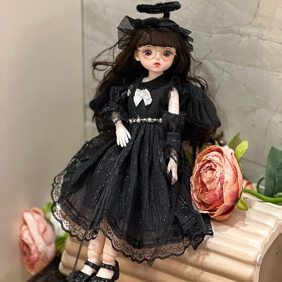 1/6 BJD Ball Joint Blythe Smart Doll with Clothes - Anime Myo Kawaii Doll Black