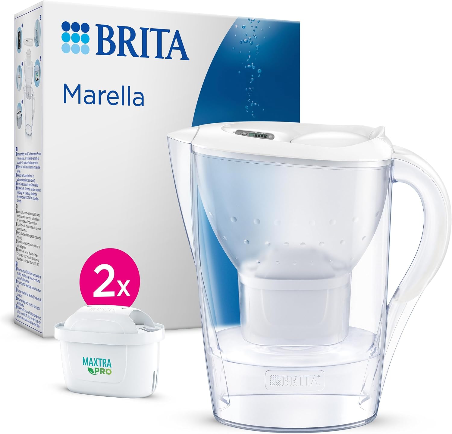 BRITA Marella Cool 2x Maxtra Pro All-In-1 Filtered Water Purification Pitcher White