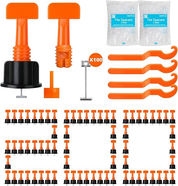Storystore 200PCS Tile Leveling System Kit, 1/16 Inch Tile Spacers