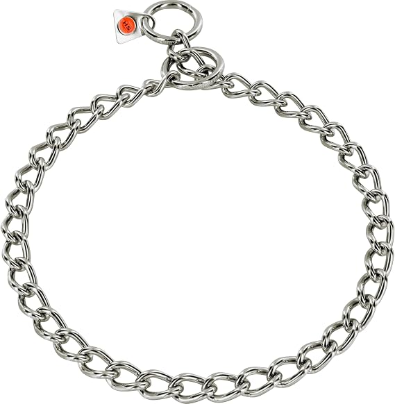 Herm Sprenger Stainless Steel Dog Collar with Round Links Choke Chain for Small Medium Large Dogs Professional Training Collar Correction Slip Chain Made in Germany (16in (40cm))