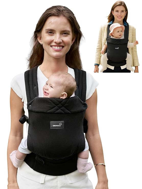 GROWNSY Baby Carrier Newborn to Toddler with Head Support, Black