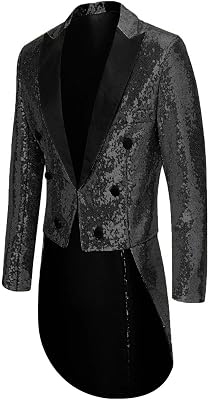 Mens Sequin Jacket Ringmaster Costume Shiny Tux Show Swallowtail Suit for Wedding Dinner Party Outfits WJK001