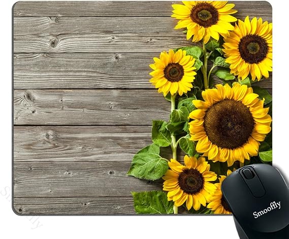 Smooffly Portable Mouse pad Custom,Plants Theme Sunflower on the Wooden Personality Desings Gaming Mouse Pad