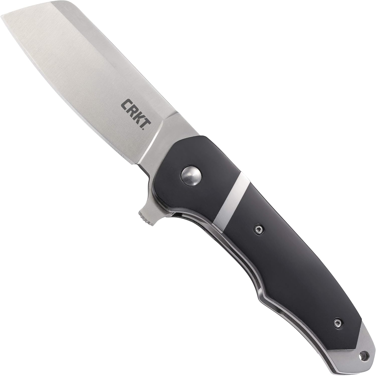 CRKT Ripsnort EDC Folding Pocket Knife: Everyday Carry, Heavy Cleaver Style Blade, Flipper Open, Liner Lock, POM with Stainless Inlay, Deep Carry Pocket Clip 7270
