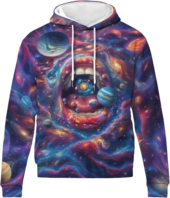 3D Printing Design Hoodie Universe Galaxy Inspired Sweatshirt Comfortable Stylish Unique Graphic Pullover for Men Women Casual Wear for Space Lovers size L
