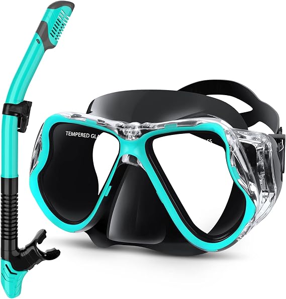 Greatever Snorkeling Gear for Adults Kids, Dry Snorkel Mask Set Anti-Fog