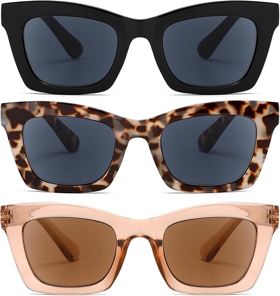Reader Sunglasses 3 Pack Reading Sunglasses for women Stylis Style UV400 Full Lens Outdoor Reader Spring Hinge