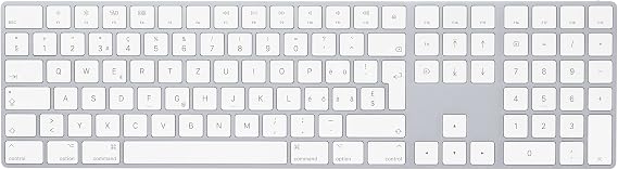 Apple Magic Keyboard with Numeric Keypad: Wireless, Bluetooth, Rechargeable. Works with Mac, iPad, or iPhone; Swiss - White