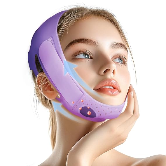 ONLUKY Chin Strap for Sleeping, Soft Silicone V-Line Lifting Mask, Reusable Face Lift for Women Men Anti Snoring Devices for Sleep Home Working Travel Yoga (Blush Pink) (pink) (Dark Purple)
