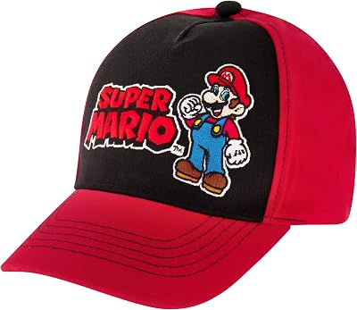 Nintendo Boys Baseball Cap, Super Mario Adjustable Kids Hat for Ages 4-14