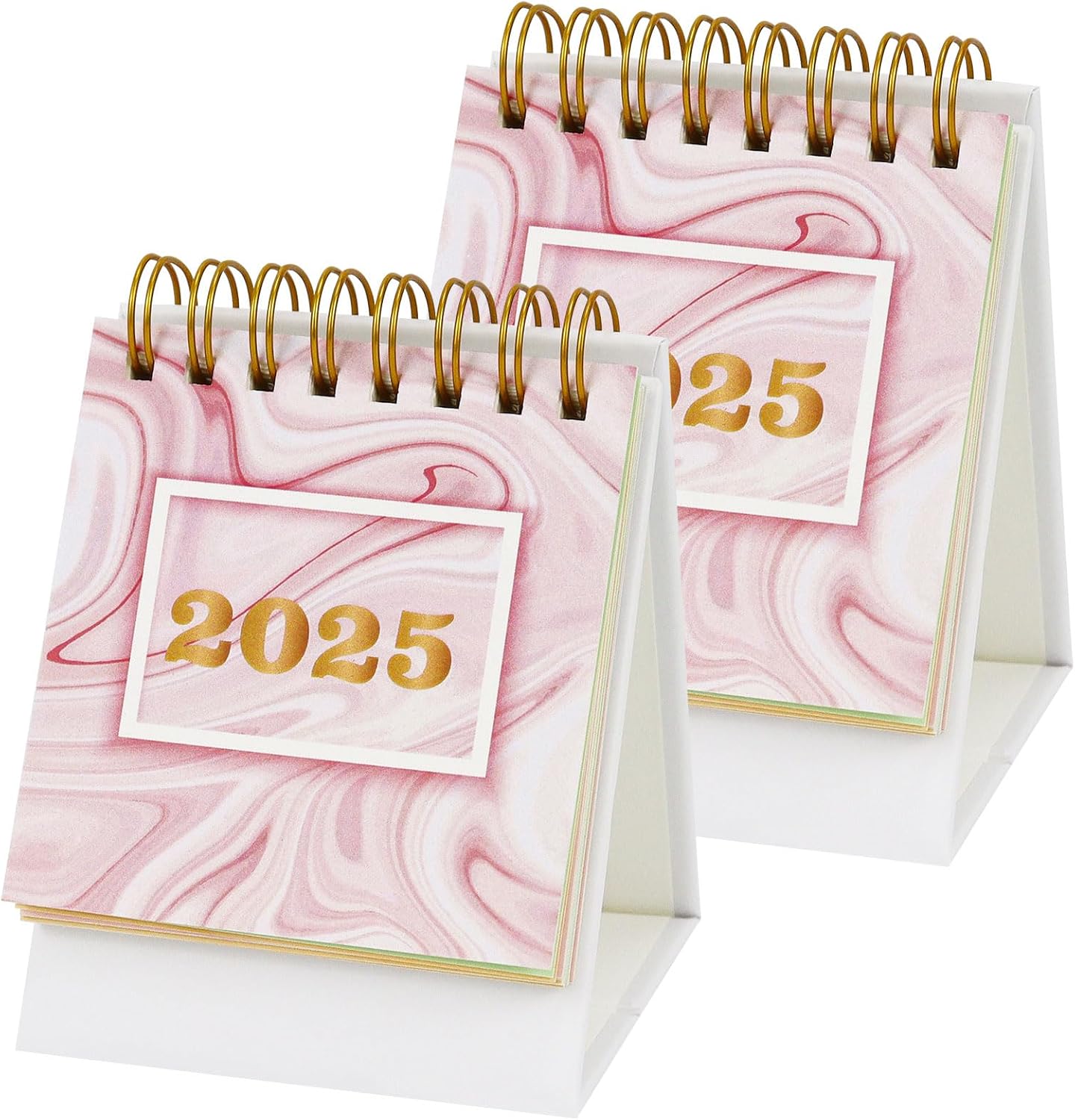Mini Desk Calendar 2024-2025,Standing Desk Calendar from Jul.2024 to Dec.2025 18 Months Small Desk Calendar 2024-2025,Flip Calendar for Desk 2light-pink