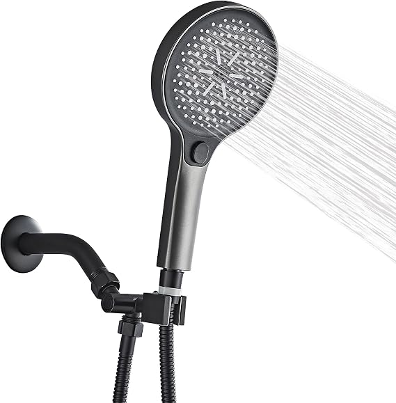 Shower Head with Handheld Set, 4-Settings Powerful Water Spray | Shower Head High Pressure Rain Showerhead Detachable with Extra Long Stainless Steel Hose and Adjustable Bracket(Matte Black)