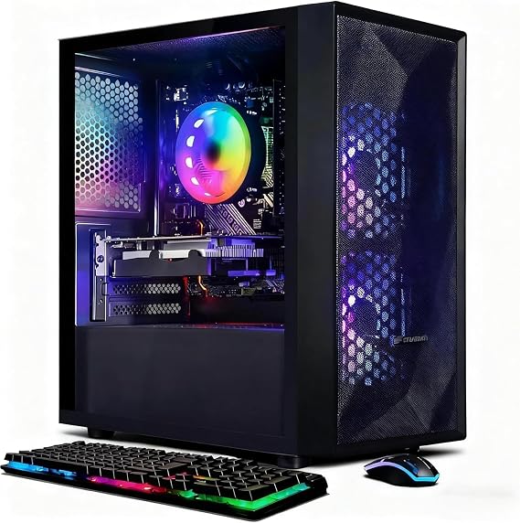 STGAubron Gaming PC Desktop,Core I5,RX 550,16G RAM,512G SSD | Gaming Computer Tower for Streaming,Video Editing,Home,School,I5 up to 3.6GHz,ARGB Fan,WiFi 6,BT 5.0,HDMI,Win11 Home