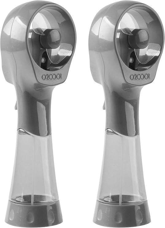 O2COOL Elite Handheld Misting Fan Battery Powered 2-Pack Grey | Yes