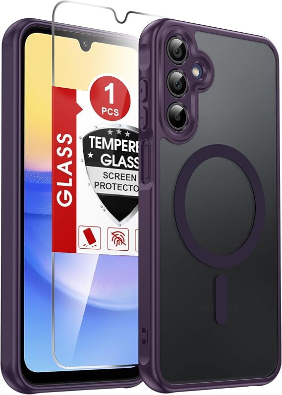 LeYi for Galaxy A15-5G Phone Case with Tempered Glass Screen Protector