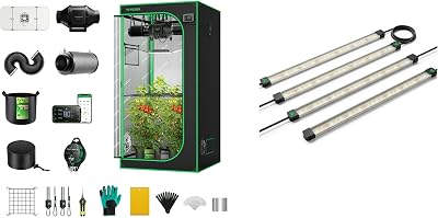 VIVOSUN GIY Smart Grow Tent System 3x3 and LumaRay Side Lighting Bars 4-Bar, Full Spectrum LED Grow Lights for Grow Tents, Greenhouses, SGS Compatible