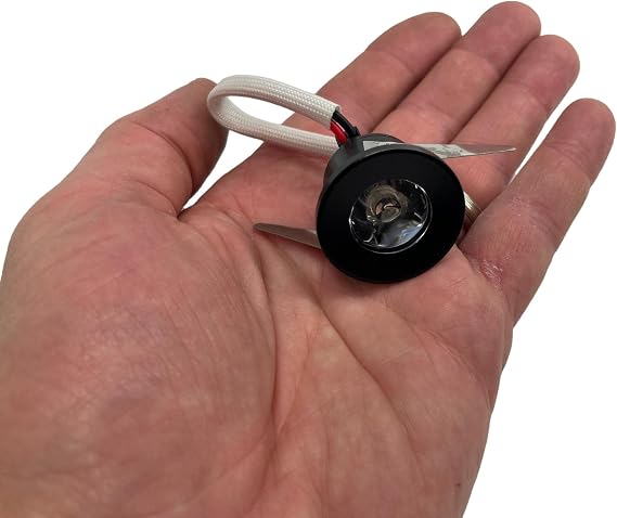Britta Products Micro Mini Down Light LED Fixture (110-240VAC) - 1.25" Diameter - Black Finish - 1 Watt Cool White LED Down Light for Home, Cabinet, Task Lighting