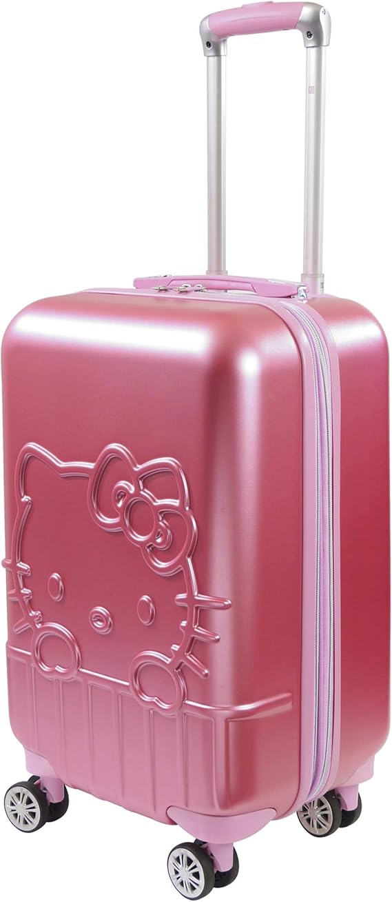 FUL Hello Kitty 21 Inch Carry On Luggage, Molded Hardshell Rolling Suitcase with Spinner Wheels, Pink