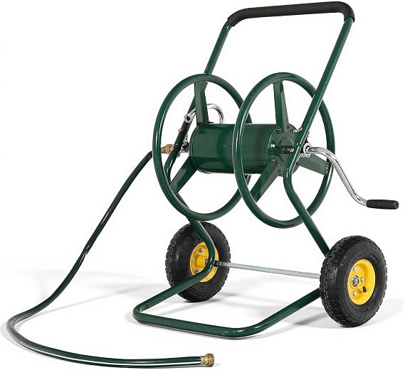 250FT Garden Hose Reel Cart, 5/8 in, Iron Frame, Outdoor