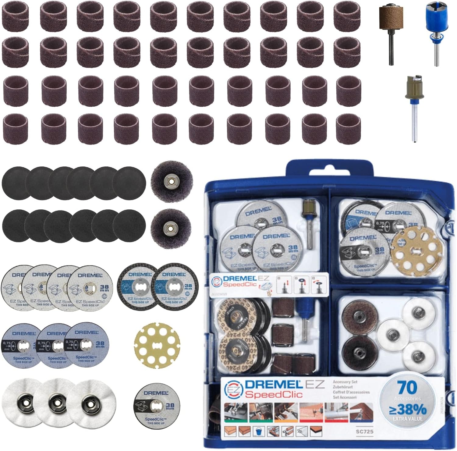 Dremel 725 EZ SpeedClic Accessory Set, 70 Pieces