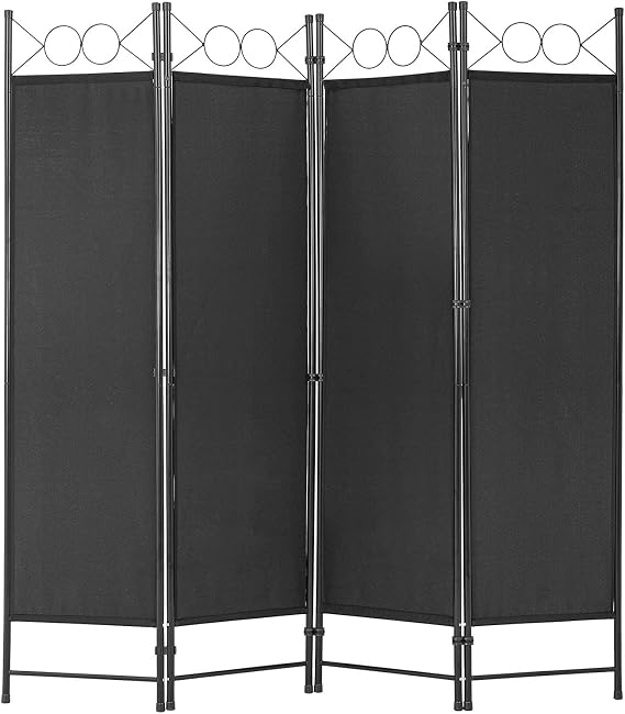 HHS Room Divider Folding Privacy Screens Room Seperating Office Dividers Wall Partition Panel Room Dividers for Bedroom Freestanding Portable Dressing Screen 4 Panel (Black)
