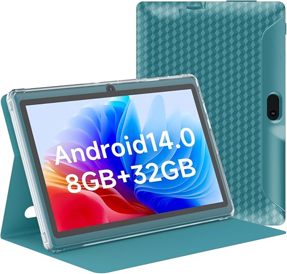 HOTTABLET Tablet 7Inch Android 14.0 with Protective Case, 8GB(3+5GB Expand) RAM+ 32GB ROM, IPS Screen, Dual Camera, Bluetooth 5.0 WiFi Tab (Navy)