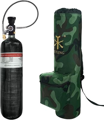 TUXING 4500psi 3L183Cu in Carbon Fiber Paintball HPA Air Tank with PCP Air System Dual Gauge Valve and Carrier Bag