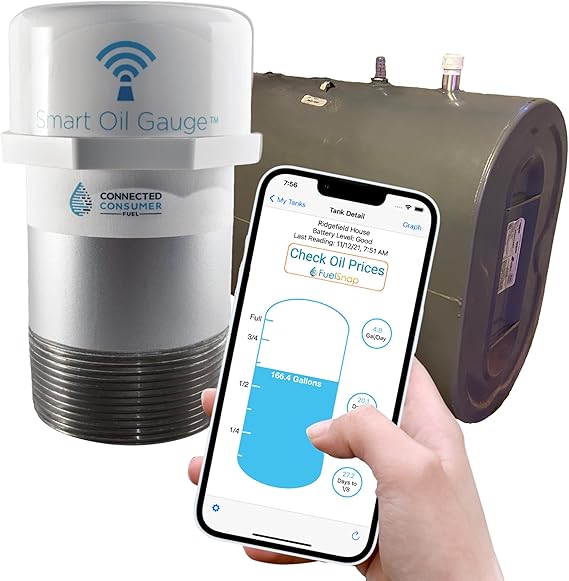 Smart Oil Gauge - Wi-Fi Heating Oil Tank Gauge with Smart Monitoring - Fuel Tank Gauge Compatible with Alexa - Designed for 275/330/500/550 Gallon Tanks (Vertical/Horizontal)