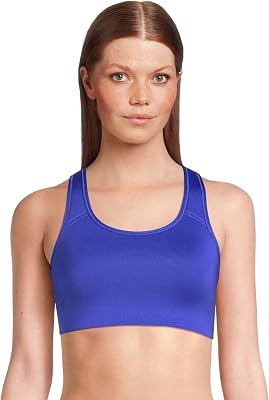 Avia Activewear Womens Medium Support Racerback Sports Bra with Removable Pads Peri Pop - XXL