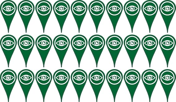 StickerTalk Eye Wash Station Map Pointer Stickers, 1 Sheet of 30 Stickers, 0.5 inches by 1 inch Each