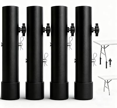 Table Legs Extensions for StraightBent Folding Tables, Metal Folding Table Leg Extenders, Rubber Base for More Stability, 2-Levels Height Adjustable Furniture Risers 3.5 54 Pack