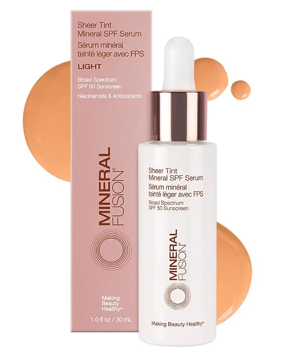 Mineral Fusion Sheer Tint Mineral SPF 50 Face Serum (Tan), 1 Fl Oz