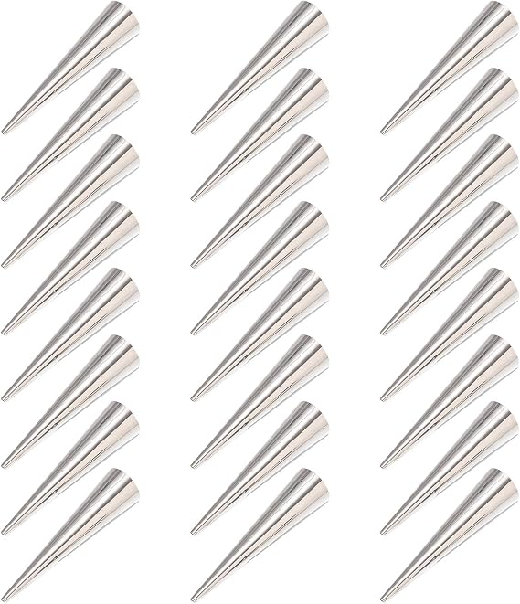 LIFKOME 24pcs Stainless Steel Cannoli Molds Reusable Conical Pastry Horn Tubes for Baking Croissant Shells and Cream for Desserts and Appetizers