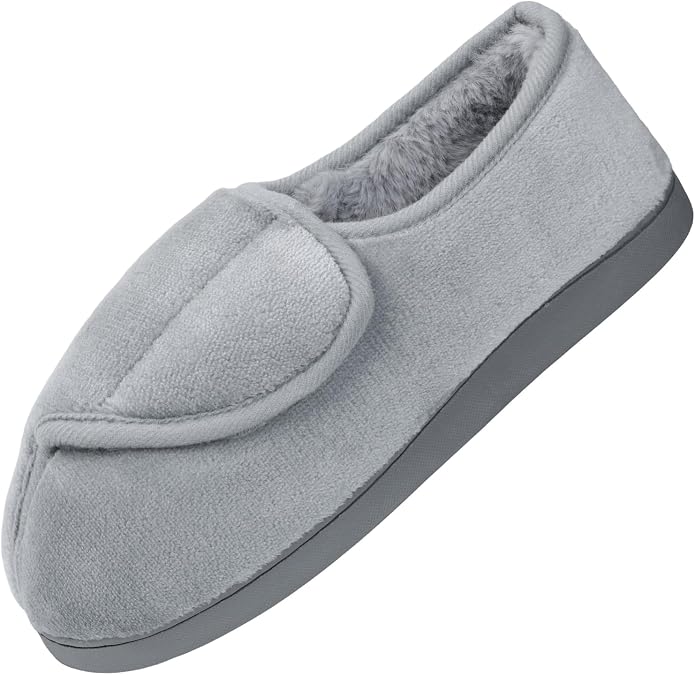 Git-up Women Soft wide Slippers Memory Foam Closed Toed Diabetic Arthritis Edema House Slippers
