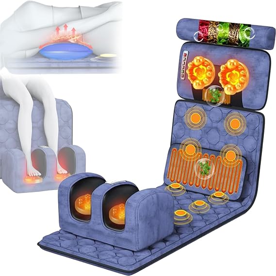 Massage Mat Full Body Back Massagers with Heat,20 Neck Kneading Massage Heads,Vibrating Full Back Massagers for Back Waist Shoulders Legsue and Soreness