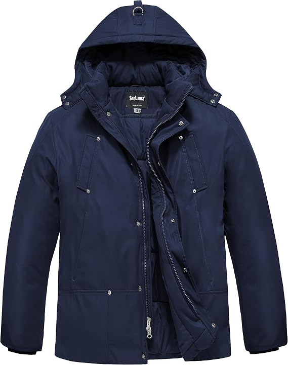 Soularge Men's Big and Tall Winter Hooded Warm Puffer Jacket