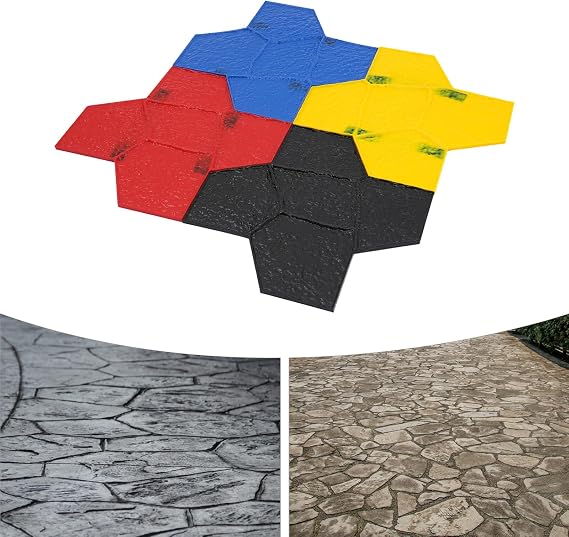 Concrete Stamps Mats,Concrete Texturing Skin,Concrete Stamping Molds,4 Pieces Concrete Stamping Molds for Wall & Floor,Professional Grade Concrete Stamp,Concrete Cement Wall Floor Mat,Realistic Detail
