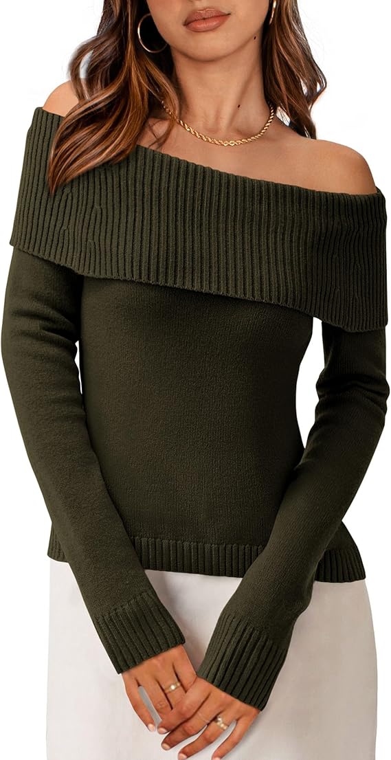 PRETTYGARDEN Womens Off the Shoulder Sweater Trendy Fall