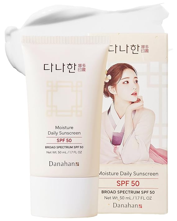 DANAHAN Korean Face Sunscreen SPF 50, No White Cast, Ginseng, 1.7 oz