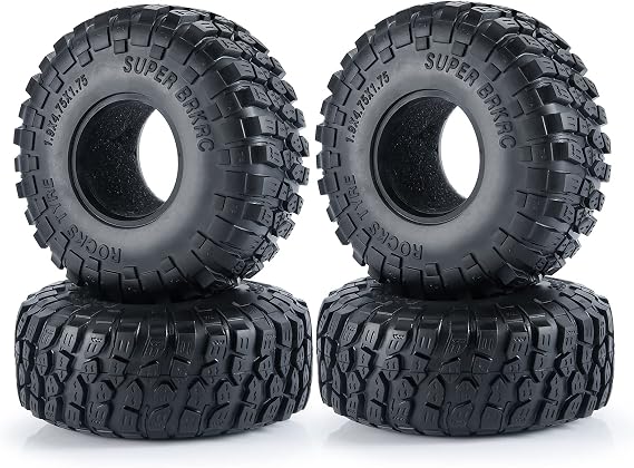 JHR RC Tires 1.9inch 4Pcs Crawler Rubber Tires Tyre Set 120mm Wheel Tires for 1/10 RC Rock Crawler Axial SCX10 90046 TRX4 TRX-6