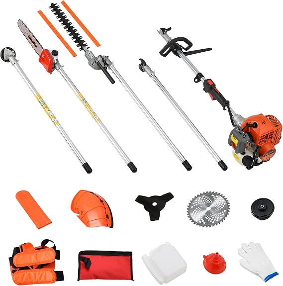 41.5cc Gas Hedge Trimmer Weed Eater 5 in 1 Multi Functional Trimming Tools